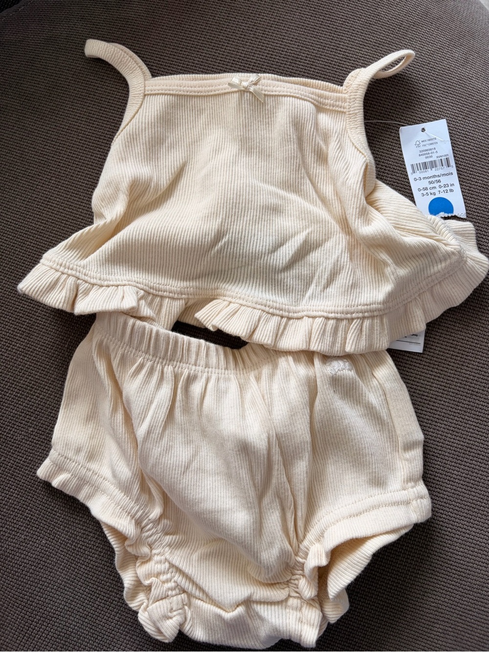 GAP Cream Ribbed Tank & Bloomers Set